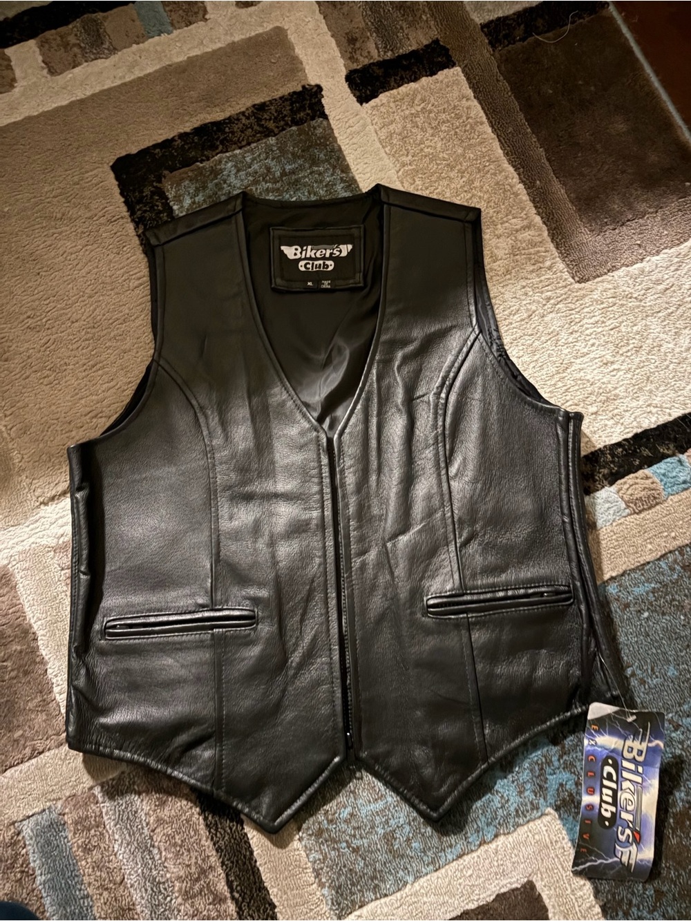 Biker's Club Black Leather Vest-women’s XL